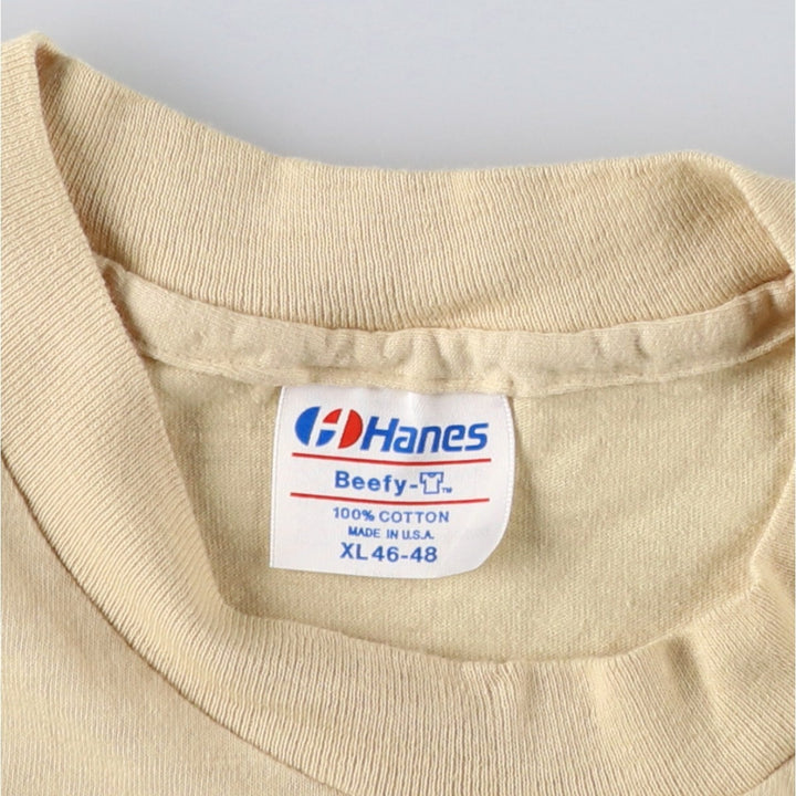 Vintage 90'S Hanes BEEFY-T plain T-shirt, Made in USA, Men's XL cotton Beige type Vintage Second Hand