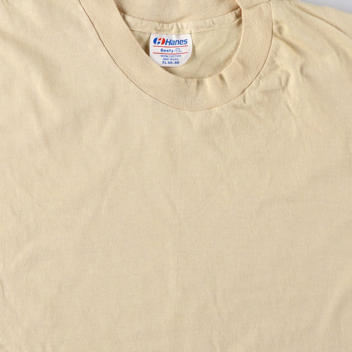 Vintage 90'S Hanes BEEFY-T plain T-shirt, Made in USA, Men's XL cotton Beige type Vintage Second Hand