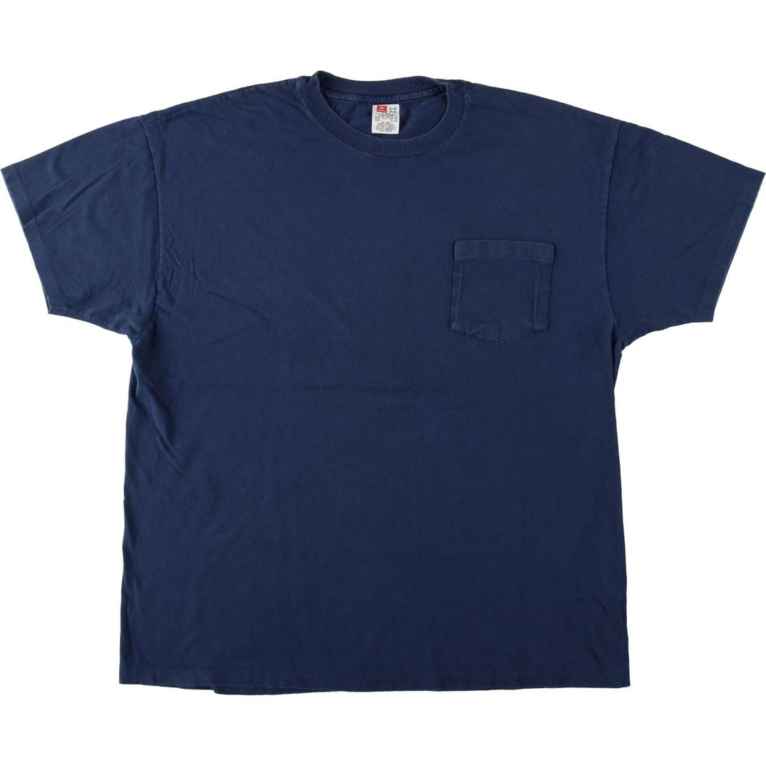 90'S Hanes plain pocket t-shirt, men's size XL equivalent, vintage. cotton navy blue type Vintage Second Hand