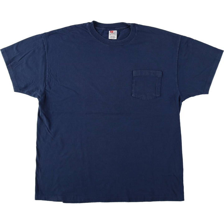 90'S Hanes plain pocket t-shirt, men's size XL equivalent, vintage. cotton navy blue type Vintage Second Hand