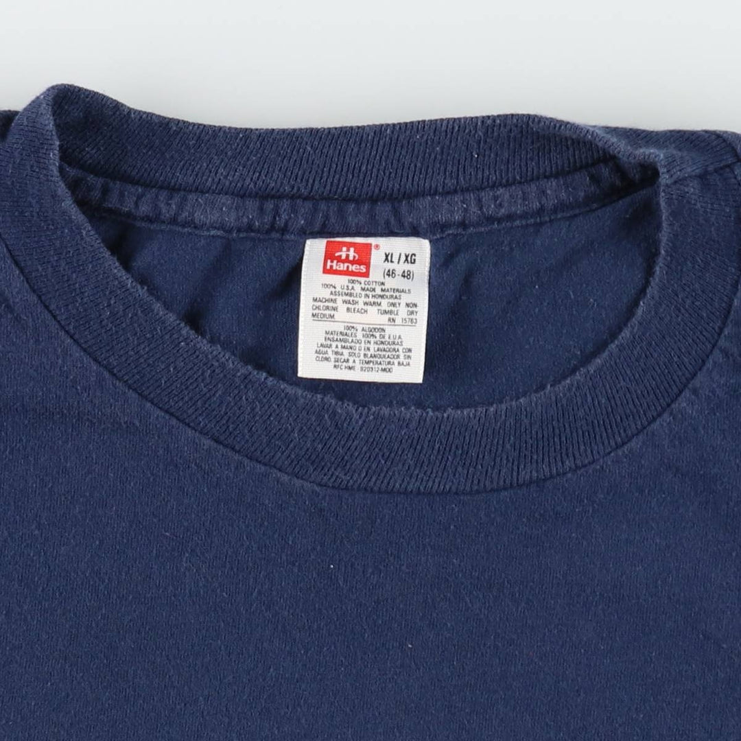 90'S Hanes plain pocket t-shirt, men's size XL equivalent, vintage. cotton navy blue type Vintage Second Hand
