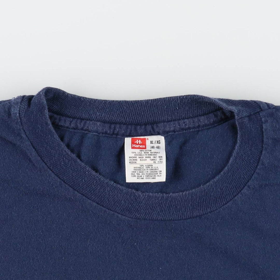90'S Hanes plain pocket t-shirt, men's size XL equivalent, vintage. cotton navy blue type Vintage Second Hand