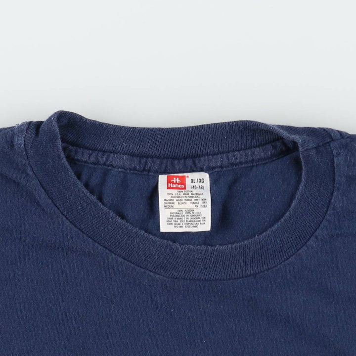 90'S Hanes plain pocket t-shirt, men's size XL equivalent, vintage. cotton navy blue type Vintage Second Hand