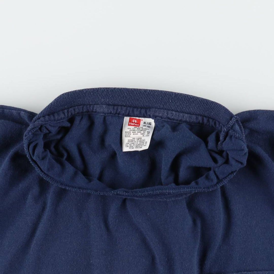 90'S Hanes plain pocket t-shirt, men's size XL equivalent, vintage. cotton navy blue type Vintage Second Hand