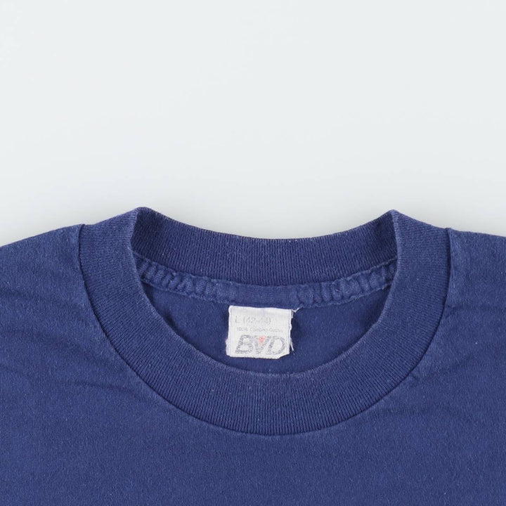 80s-90'S BVD Plain Pocket T-Shirt, Men's Size L (Equivalent), Vintage cotton Navy blue Vintage Second Hand