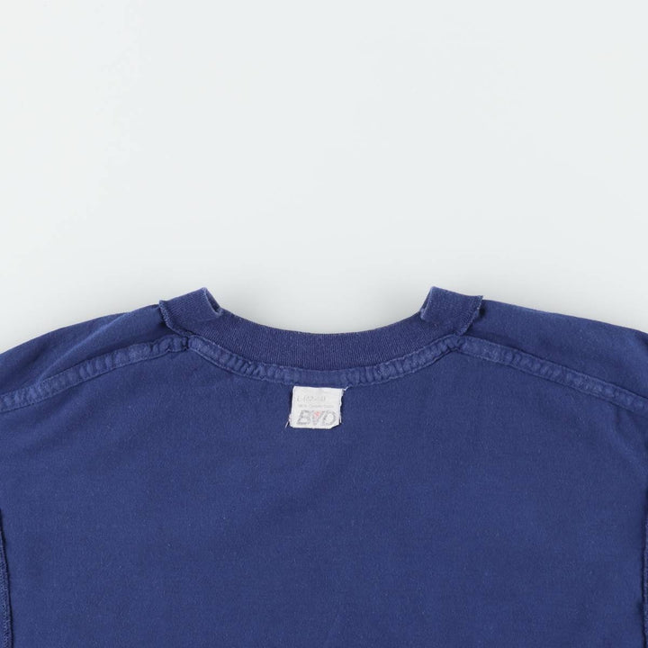 80s-90'S BVD Plain Pocket T-Shirt, Men's Size L (Equivalent), Vintage cotton Navy blue Vintage Second Hand