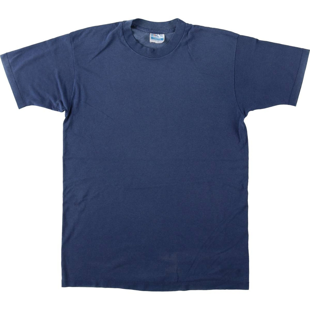 1980'S Hanes Fifty-Fifty Blue Tag Plain T-Shirt, Made in USA, Men's Size L (Equivalent), Vintage cotton navy blue type Vintage Second Hand