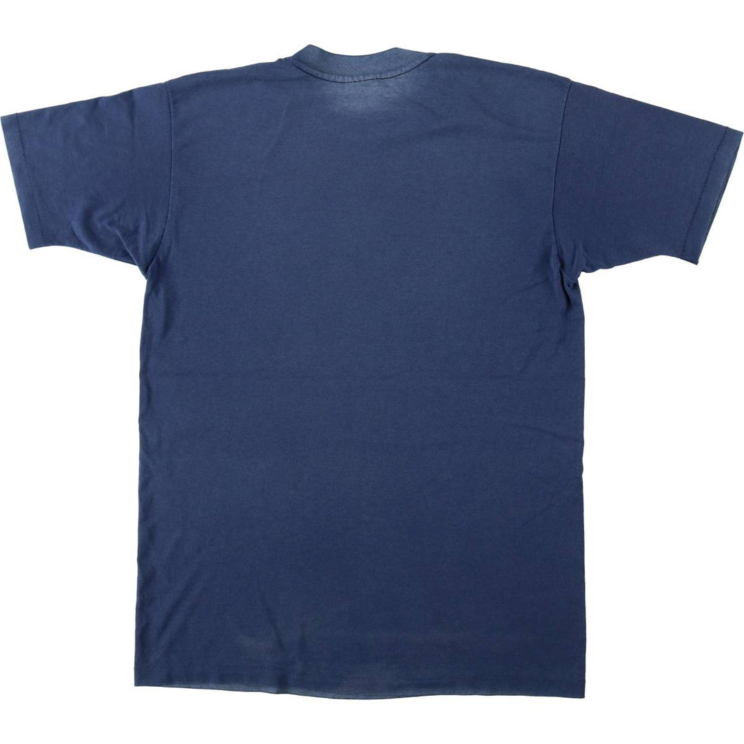1980'S Hanes Fifty-Fifty Blue Tag Plain T-Shirt, Made in USA, Men's Size L (Equivalent), Vintage cotton navy blue type Vintage Second Hand