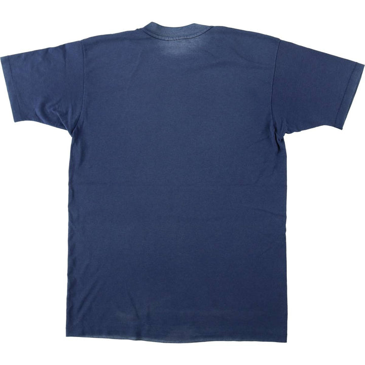 1980'S Hanes Fifty-Fifty Blue Tag Plain T-Shirt, Made in USA, Men's Size L (Equivalent), Vintage cotton navy blue type Vintage Second Hand