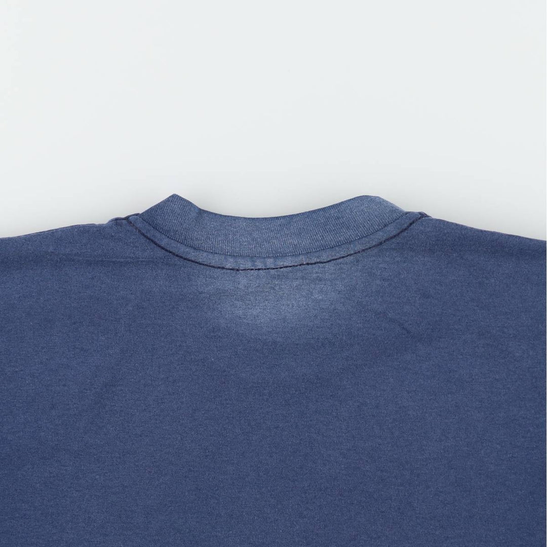 1980'S Hanes Fifty-Fifty Blue Tag Plain T-Shirt, Made in USA, Men's Size L (Equivalent), Vintage cotton navy blue type Vintage Second Hand