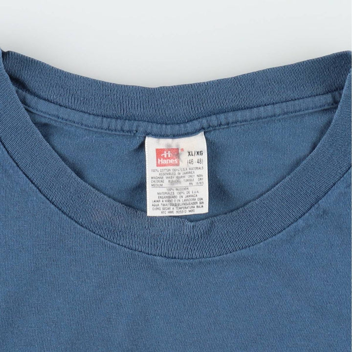 Vintage 90'S Hanes plain T-shirt, men's size XL cotton blue type Vintage Second Hand