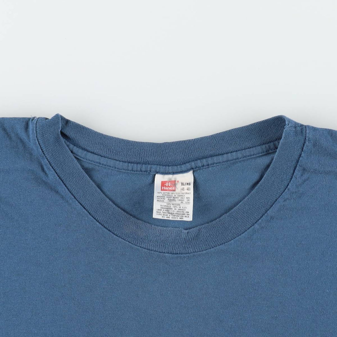 Vintage 90'S Hanes plain T-shirt, men's size XL cotton blue type Vintage Second Hand