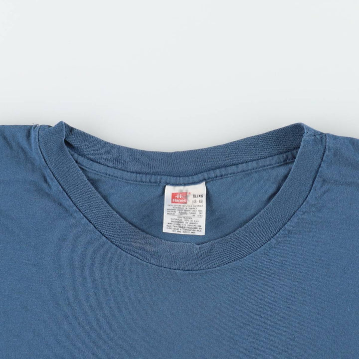 Vintage 90'S Hanes plain T-shirt, men's size XL cotton blue type Vintage Second Hand