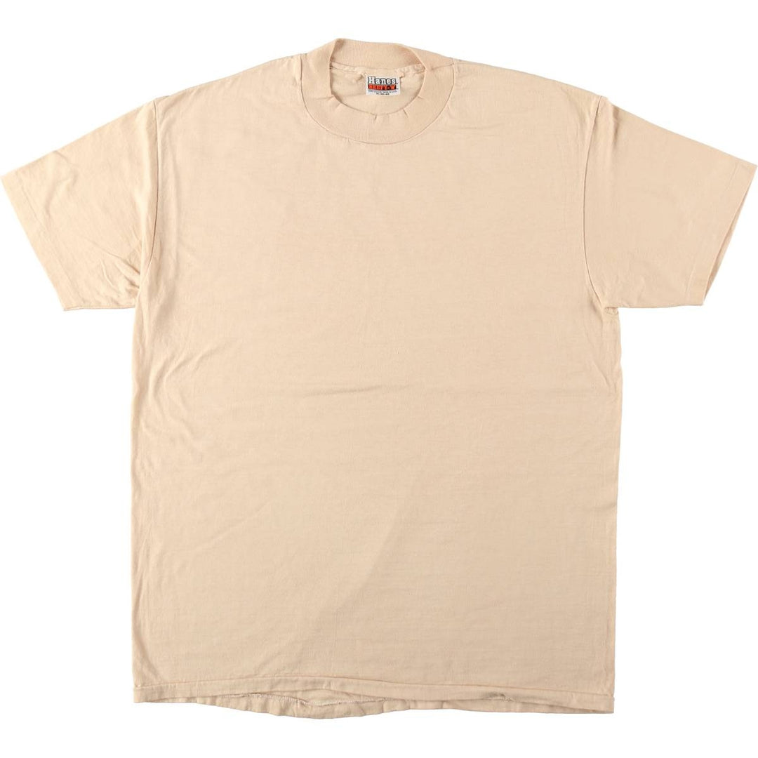 80'S Hanes BEEFY-T Orange Tag Plain T-Shirt Made in USA Men's XL Equivalent Vintage cotton Beige type Vintage Second Hand