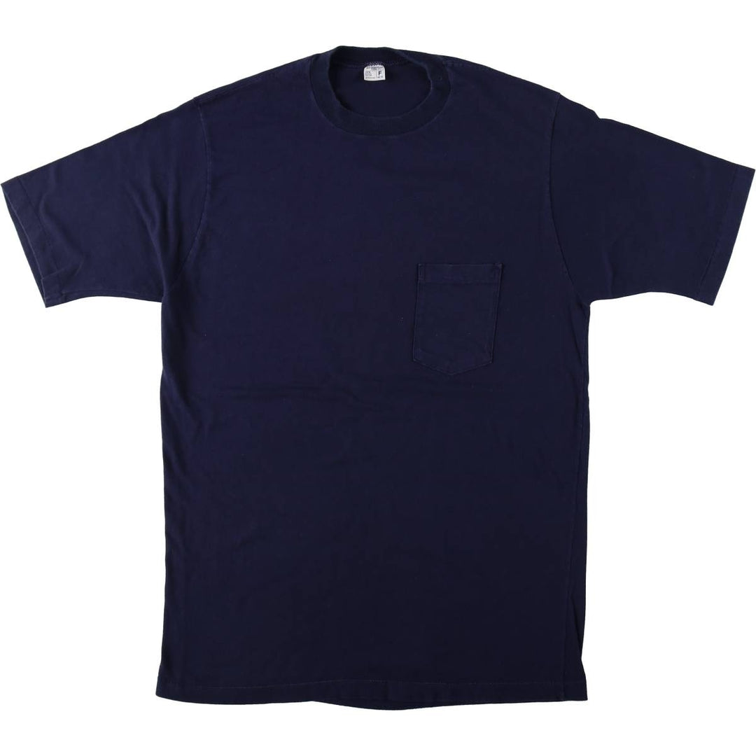 1970'S JCPenney Plain Pocket T-Shirt, Men's Size M (approx.), Vintage cotton navy blue type Vintage Second Hand