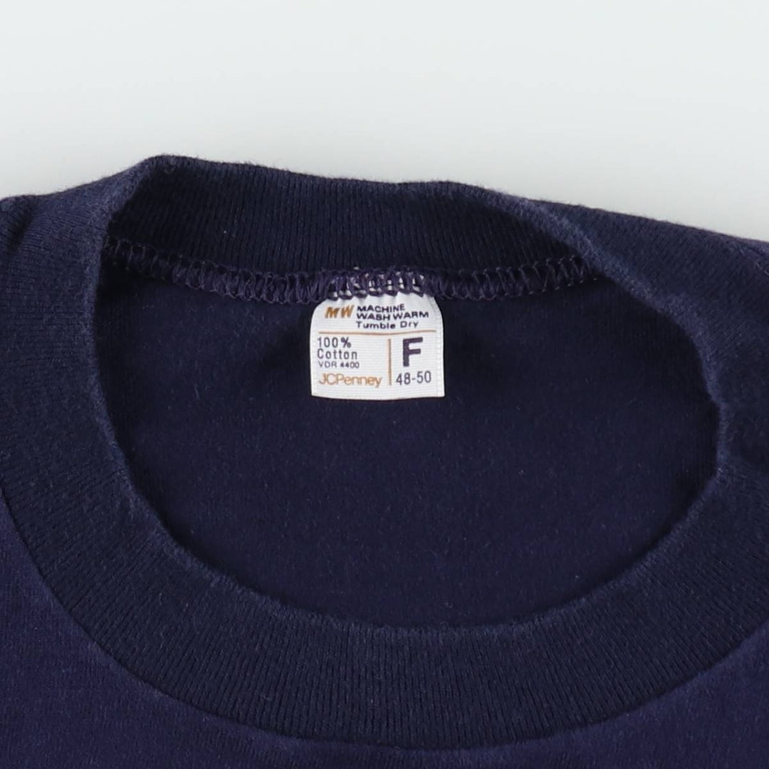 1970'S JCPenney Plain Pocket T-Shirt, Men's Size M (approx.), Vintage cotton navy blue type Vintage Second Hand