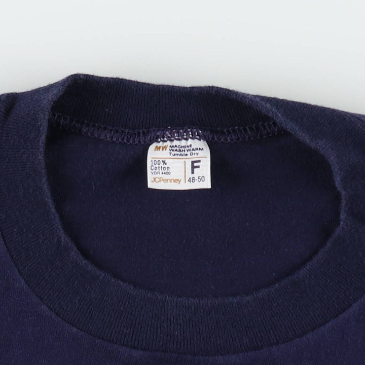 1970'S JCPenney Plain Pocket T-Shirt, Men's Size M (approx.), Vintage cotton navy blue type Vintage Second Hand