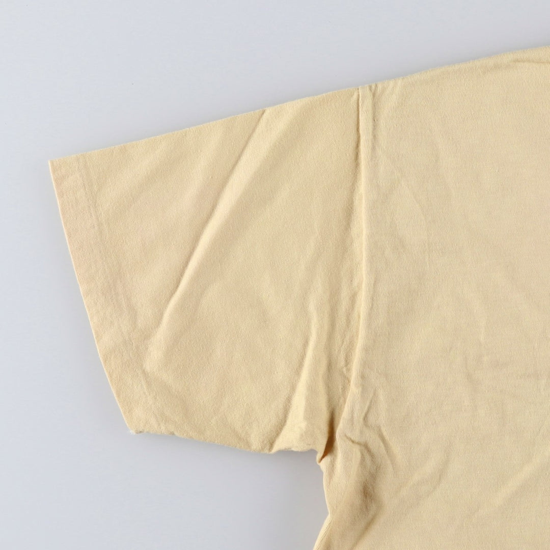 Vintage 90'S Hanes BEEFY-T plain T-shirt, Made in USA, Men's XL cotton Beige type Vintage Second Hand