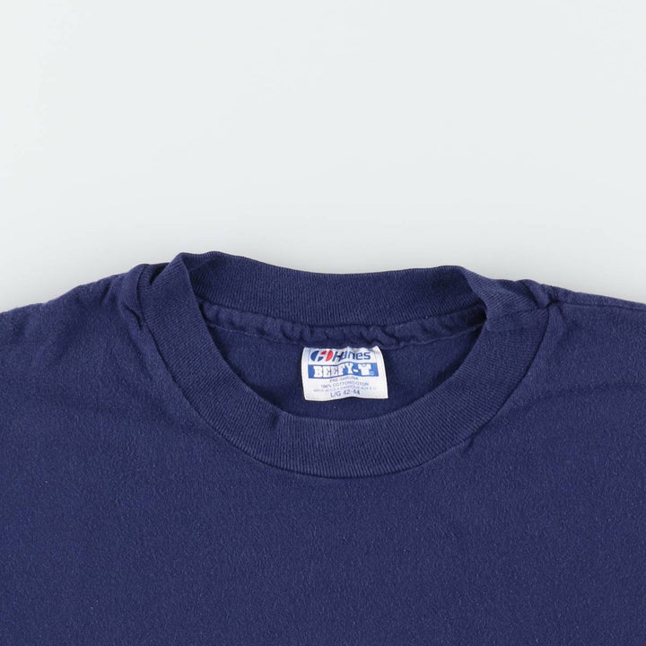 80'S Hanes BEEFY-T Blue Tag Plain T-Shirt Made in USA Men's Size L (Equivalent) Vintage cotton navy blue type Vintage Second Hand