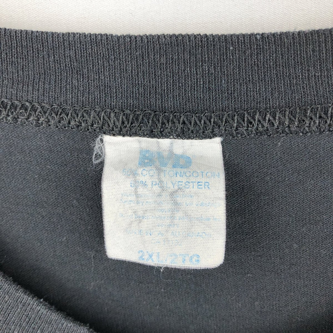 ~90'S BVD Plain Pocket T-Shirt, Men's XXL equivalent, Vintage cotton black type Vintage Second Hand