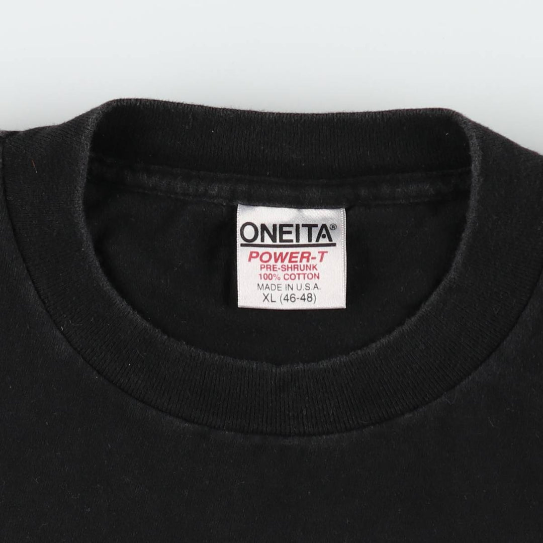 90'S ONEITA Plain T-Shirt, Made in USA, Men's XL equivalent, Vintage cotton black type Vintage Second Hand
