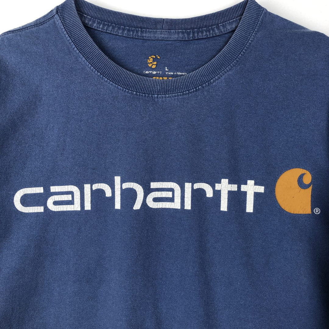 Carhartt ORIGINAL FIT short sleeve logo T-shirt, men's size L cotton Blue type light blue Vintage Second Hand