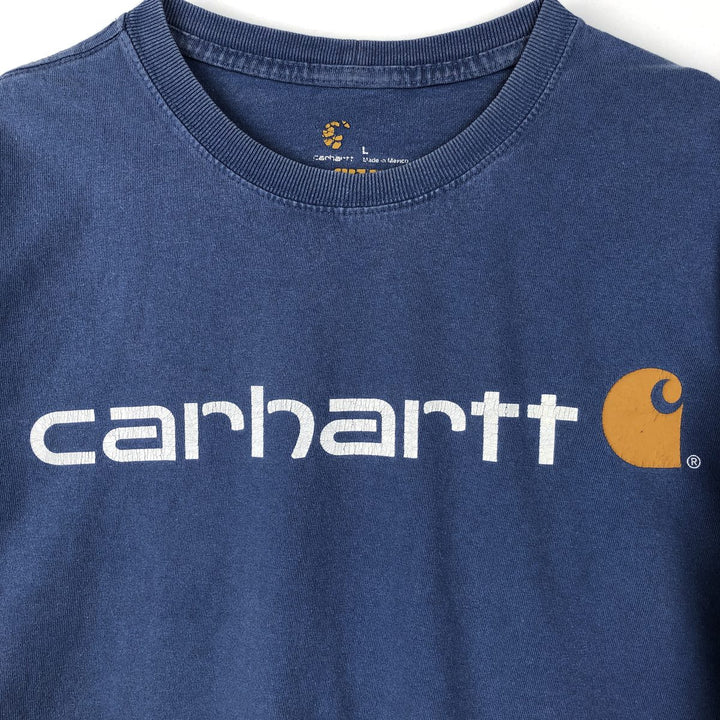 Carhartt ORIGINAL FIT short sleeve logo T-shirt, men's size L cotton Blue type light blue Vintage Second Hand