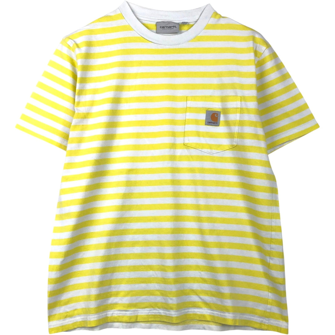 Carhartt WORK IN PROGRESS Short-Sleeve Striped T-Shirt, Men's Size M (approx.) cotton yellow type Vintage Second Hand