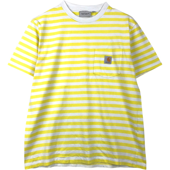 Carhartt WORK IN PROGRESS Short-Sleeve Striped T-Shirt, Men's Size M (approx.) cotton yellow type Vintage Second Hand