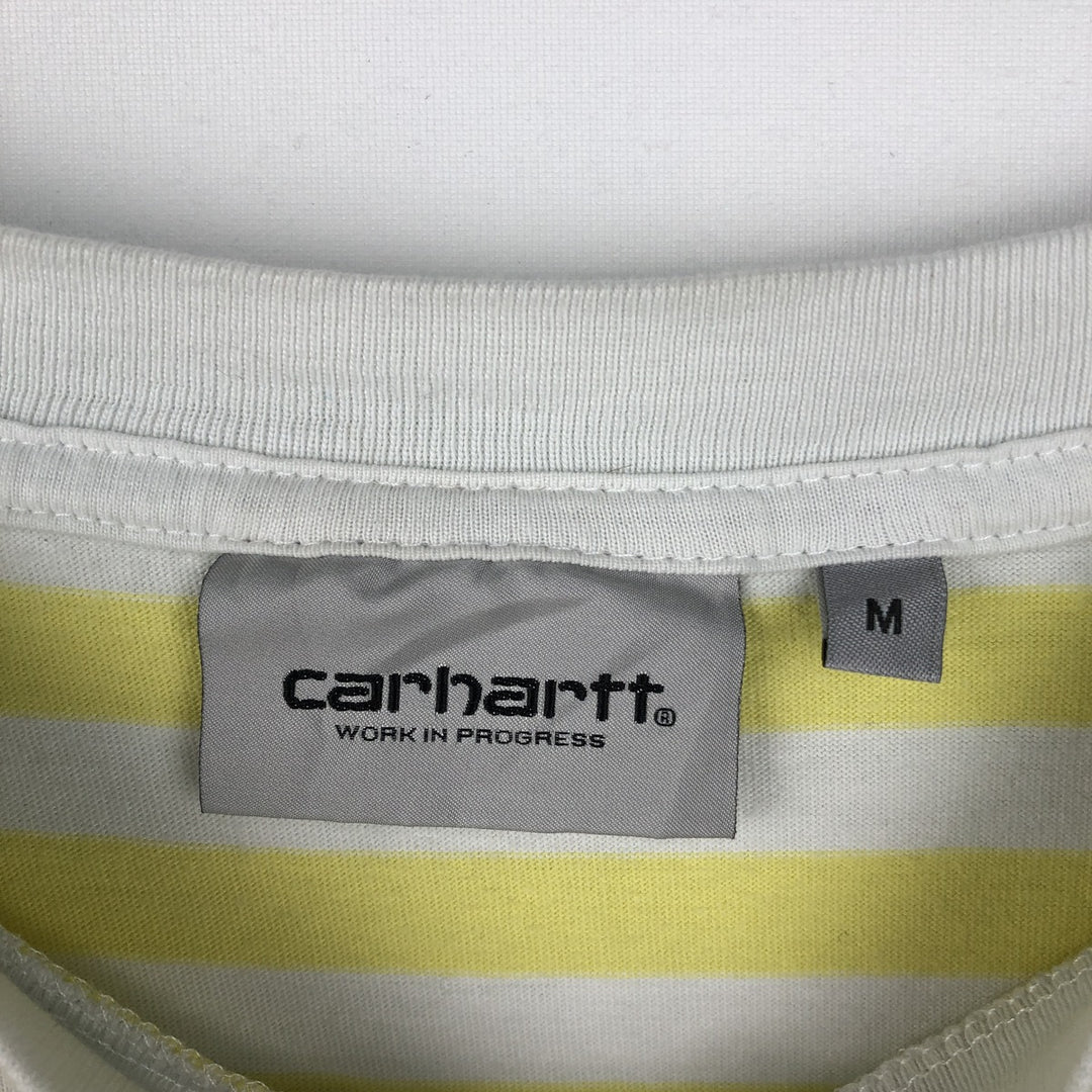 Carhartt WORK IN PROGRESS Short-Sleeve Striped T-Shirt, Men's Size M (approx.) cotton yellow type Vintage Second Hand
