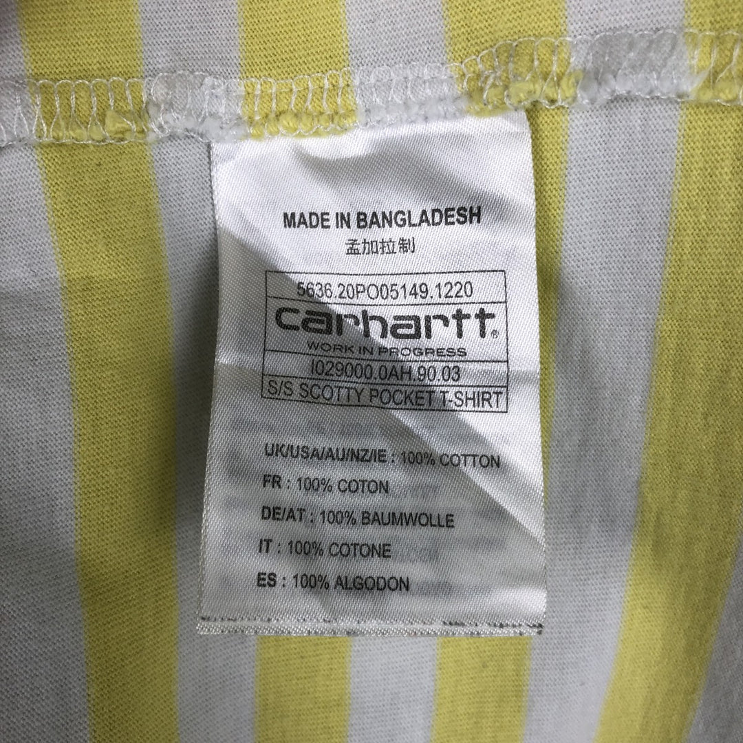 Carhartt WORK IN PROGRESS Short-Sleeve Striped T-Shirt, Men's Size M (approx.) cotton yellow type Vintage Second Hand