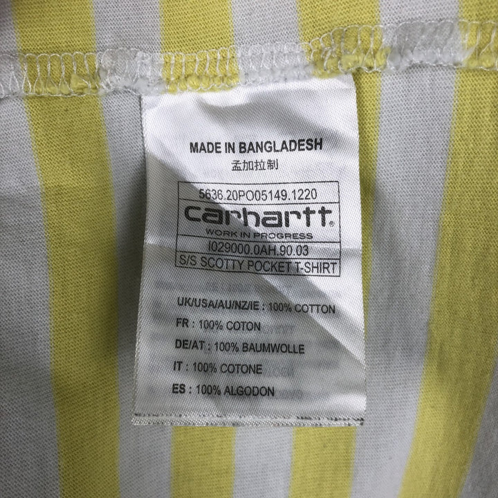 Carhartt WORK IN PROGRESS Short-Sleeve Striped T-Shirt, Men's Size M (approx.) cotton yellow type Vintage Second Hand