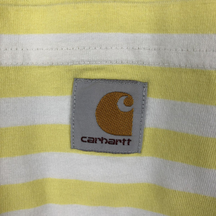 Carhartt WORK IN PROGRESS Short-Sleeve Striped T-Shirt, Men's Size M (approx.) cotton yellow type Vintage Second Hand