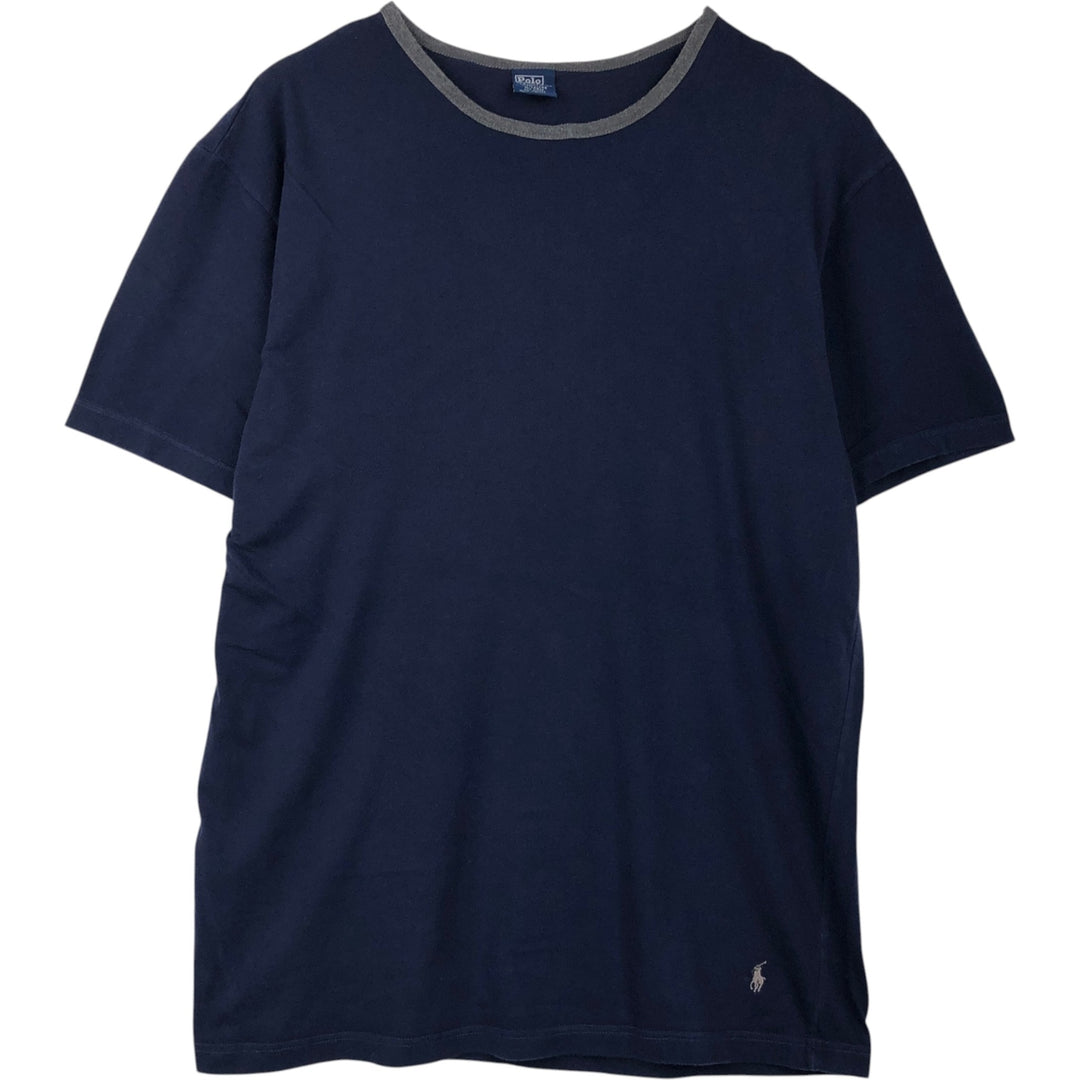 Ralph Lauren POLO by Ralph Lauren SLEEPWEAR Short-Sleeve T-Shirt with One-Point Logo, Men's Size XL (approx.) cotton navy blue type Vintage Second Hand