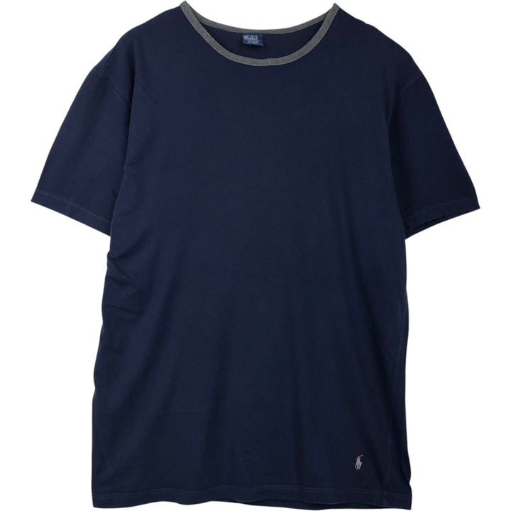 Ralph Lauren POLO by Ralph Lauren SLEEPWEAR Short-Sleeve T-Shirt with One-Point Logo, Men's Size XL (approx.) cotton navy blue type Vintage Second Hand