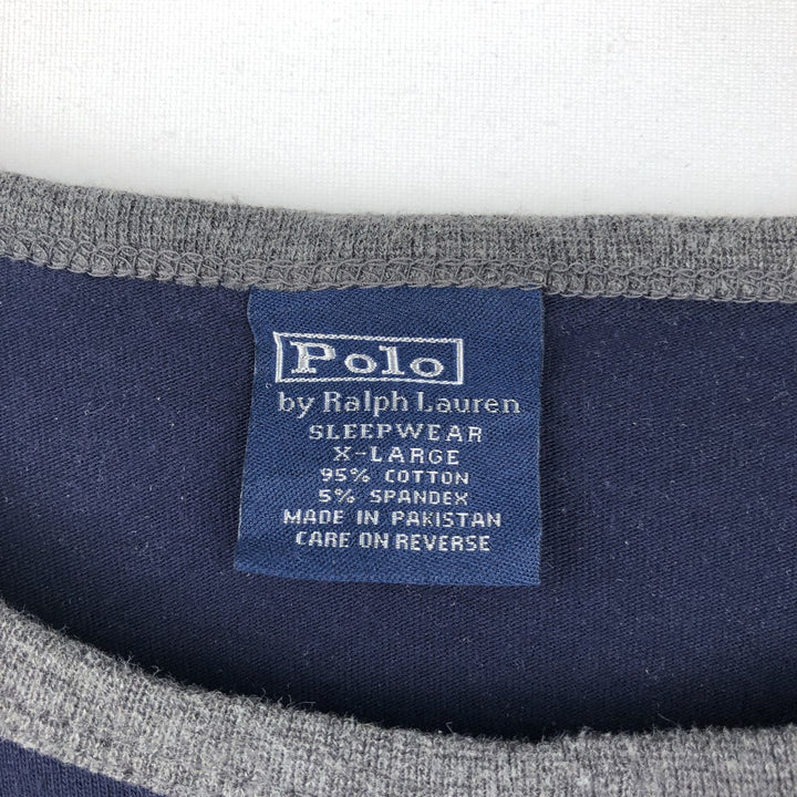 Ralph Lauren POLO by Ralph Lauren SLEEPWEAR Short-Sleeve T-Shirt with One-Point Logo, Men's Size XL (approx.) cotton navy blue type Vintage Second Hand