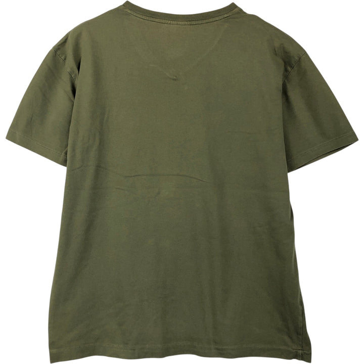 Ralph Lauren POLO by Ralph Lauren V-neck short-sleeved T-shirt with a single logo, men's size M (approx.) cotton Khaki type Vintage Second Hand