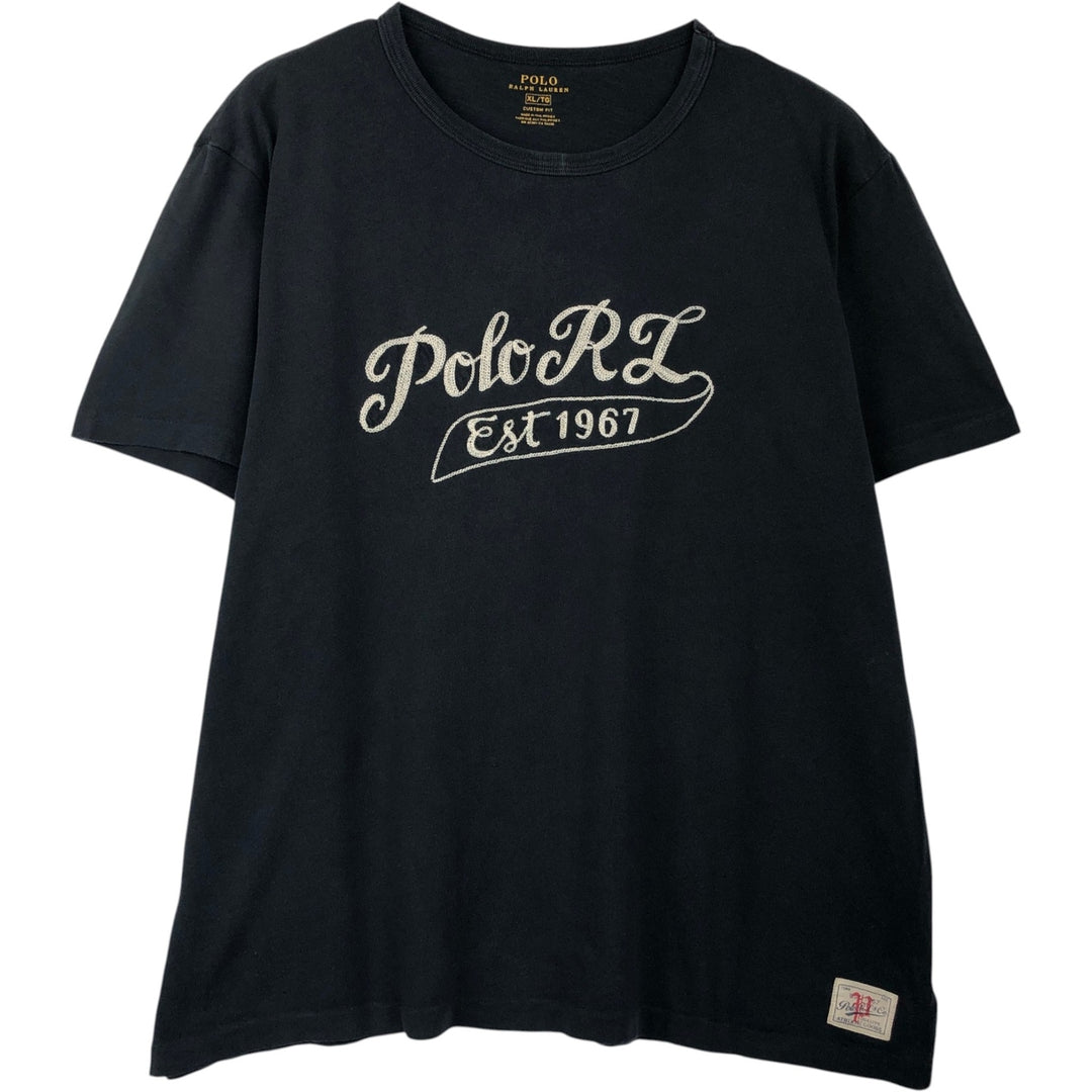 Ralph Lauren POLO RALPH LAUREN CUSTOM FIT Short-Sleeve Logo T-Shirt, Men's Size XL (approx.) cotton black type Vintage Second Hand