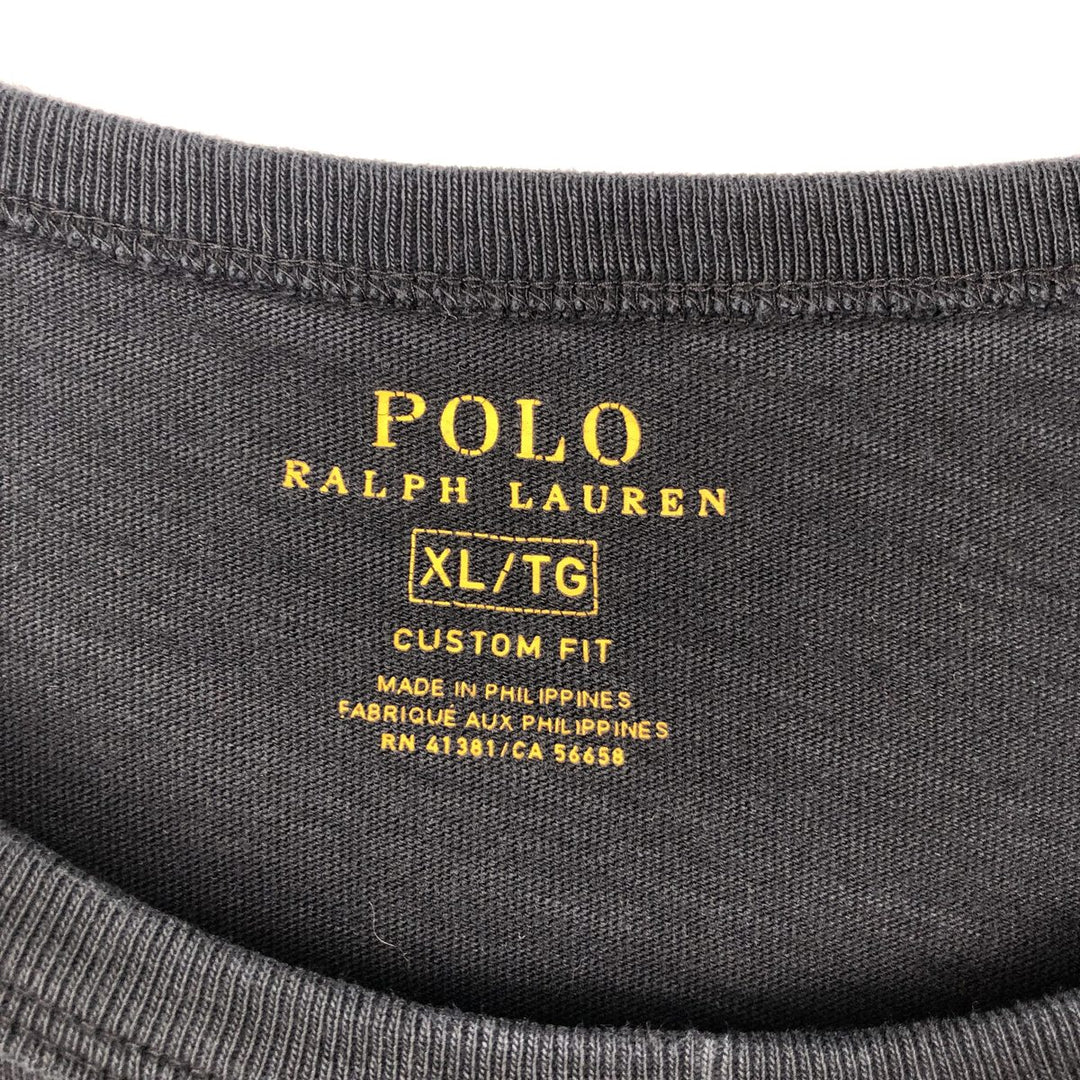 Ralph Lauren POLO RALPH LAUREN CUSTOM FIT Short-Sleeve Logo T-Shirt, Men's Size XL (approx.) cotton black type Vintage Second Hand