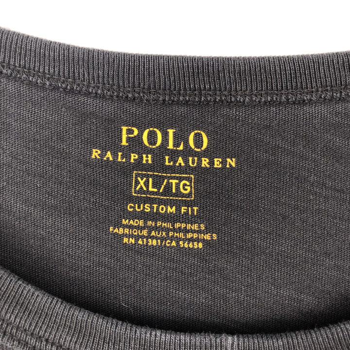 Ralph Lauren POLO RALPH LAUREN CUSTOM FIT Short-Sleeve Logo T-Shirt, Men's Size XL (approx.) cotton black type Vintage Second Hand