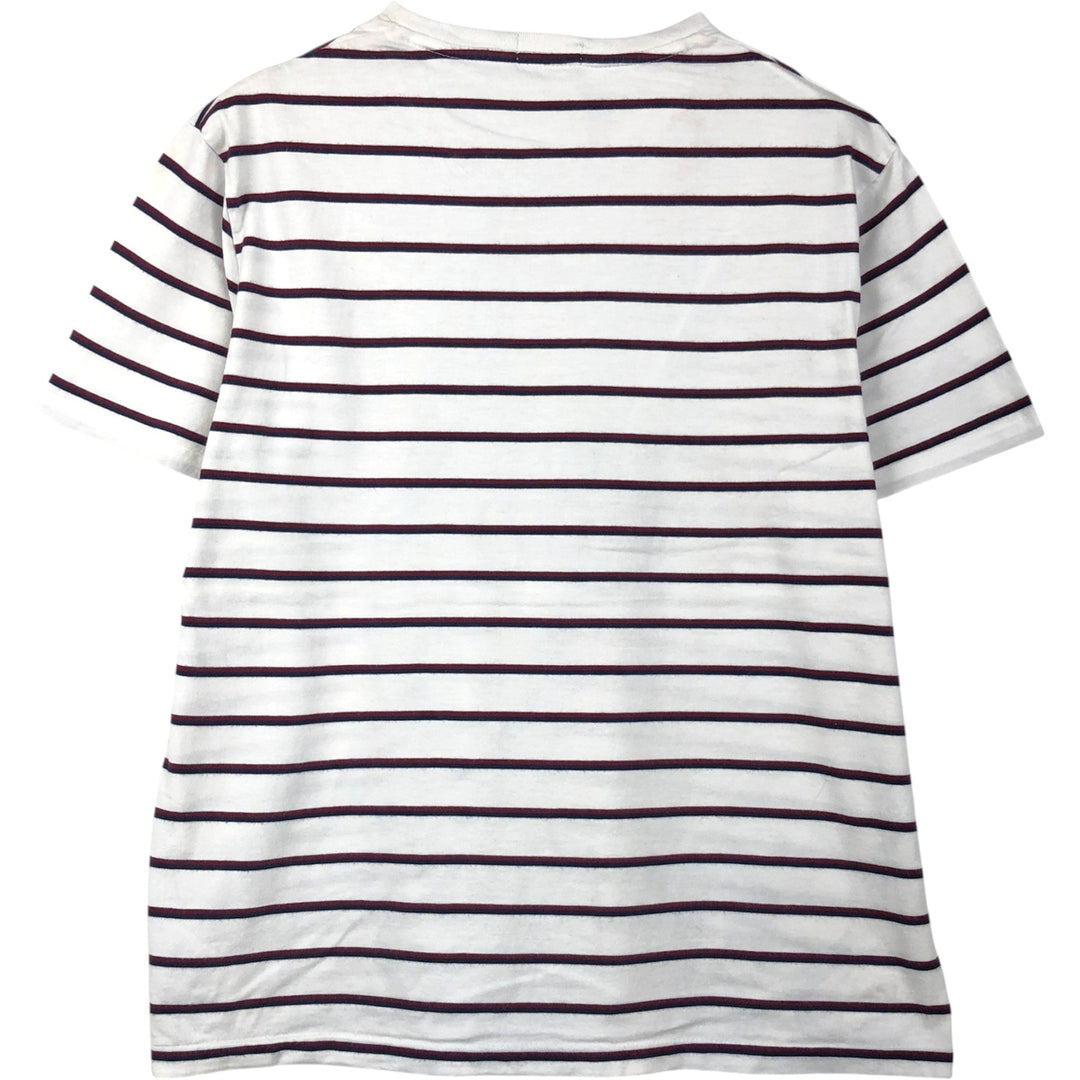 Ralph Lauren POLO RALPH LAUREN Striped Pattern Multi-Stripe Short-Sleeve T-Shirt with One-Point Logo (Men's Size M) cotton white type Vintage Second Hand