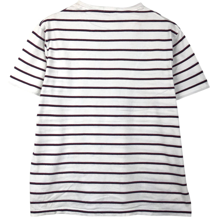 Ralph Lauren POLO RALPH LAUREN Striped Pattern Multi-Stripe Short-Sleeve T-Shirt with One-Point Logo (Men's Size M) cotton white type Vintage Second Hand