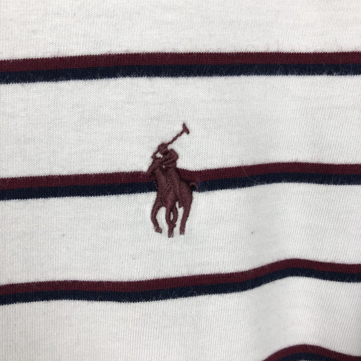 Ralph Lauren POLO RALPH LAUREN Striped Pattern Multi-Stripe Short-Sleeve T-Shirt with One-Point Logo (Men's Size M) cotton white type Vintage Second Hand