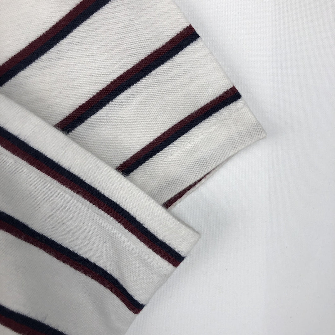 Ralph Lauren POLO RALPH LAUREN Striped Pattern Multi-Stripe Short-Sleeve T-Shirt with One-Point Logo (Men's Size M) cotton white type Vintage Second Hand