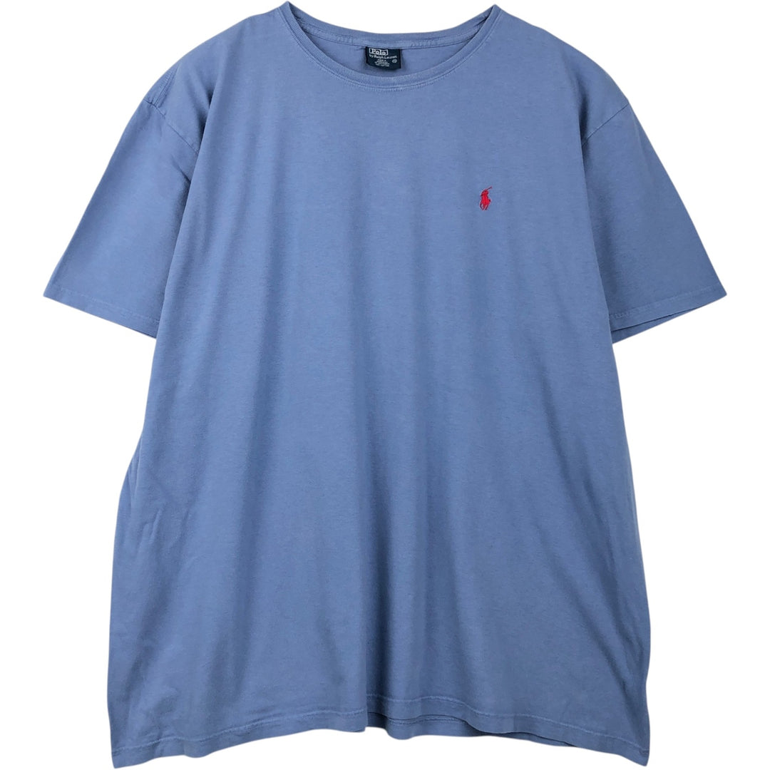 Ralph Lauren POLO by Ralph Lauren short-sleeved one-point logo T-shirt, men's size XXL cotton Blue type light blue Vintage Second Hand
