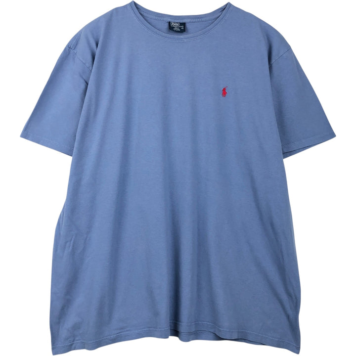 Ralph Lauren POLO by Ralph Lauren short-sleeved one-point logo T-shirt, men's size XXL cotton Blue type light blue Vintage Second Hand