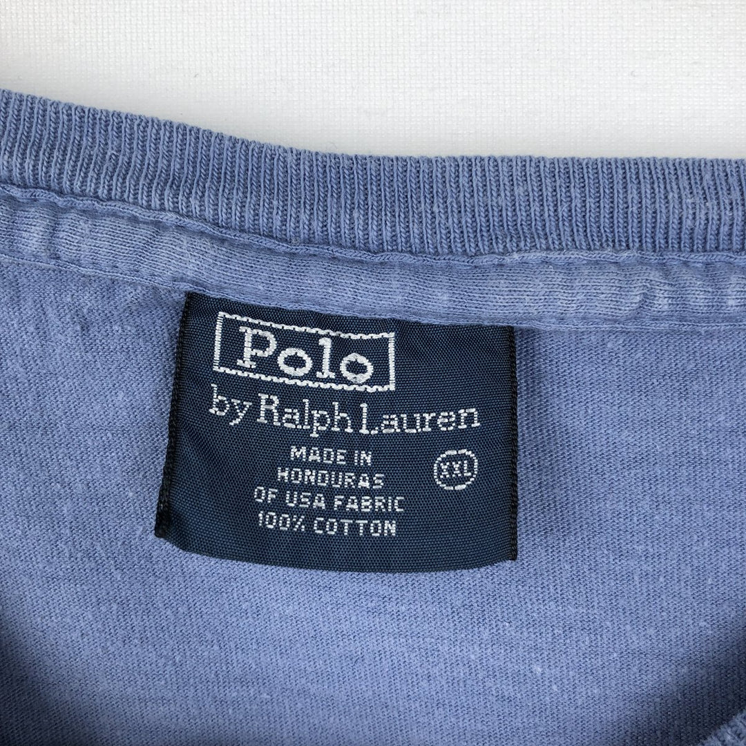 Ralph Lauren POLO by Ralph Lauren short-sleeved one-point logo T-shirt, men's size XXL cotton Blue type light blue Vintage Second Hand
