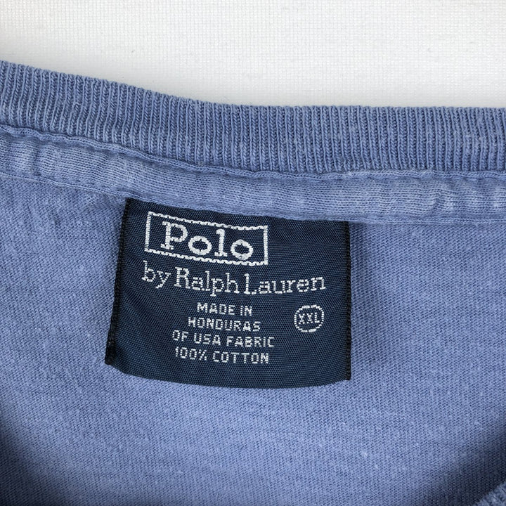 Ralph Lauren POLO by Ralph Lauren short-sleeved one-point logo T-shirt, men's size XXL cotton Blue type light blue Vintage Second Hand