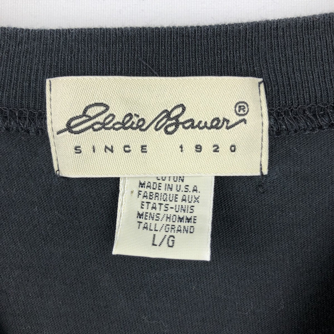 Eddie Bauer Short-Sleeve T-Shirt, Made in USA, Men's Size L (approx.) cotton black type Vintage Second Hand
