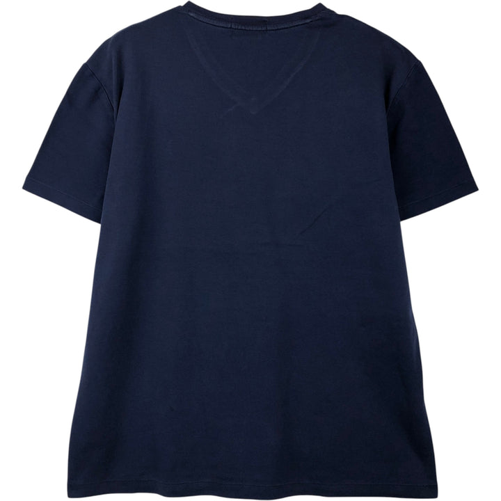Ralph Lauren POLO RALPH LAUREN CUSTOM SLIM FIT V-neck Short-sleeve T-shirt with a single logo, Men's size L (approx.) cotton navy blue type Vintage Second Hand